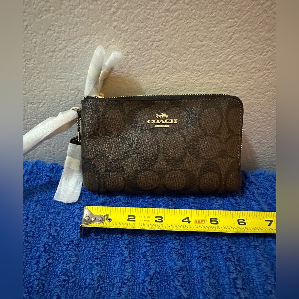 Coach signature PVC small double zip wallet